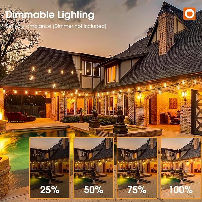 addlon 150FT(3-Pack*50FT) LED Outdoor String Lights with Edison Shatterproof Bulbs, Heavy-Duty and Weatherproof Strand, Commercial Grade Patio Lights, Decorative for Garden or Patio, Black