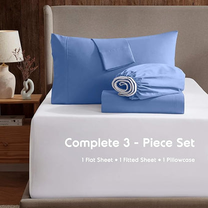 Nestl Bed Sheet Set, Twin XL, 3 Piece, Deep Pocket, Hotel Luxury, Extra Soft, Breathable, Calm Blue