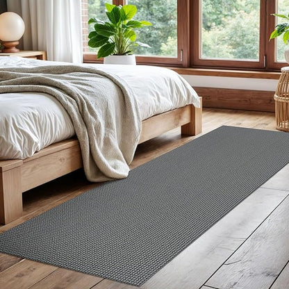 EARTHALL Woven Runner Rug 2x7 Ft Washable Runners for Hallways Cotton Non Slip Rubber Backed Kitchen Runner Braided Indoor Floor Carpet for Entryway, Hallway, Kitchen, Bedroom, Dark Gray