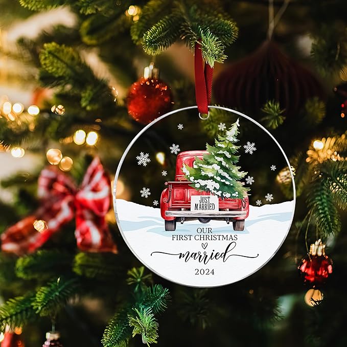 Our First Christmas in Our New Apartment 2025 Xmas Ceramic Ornament - Apartment Decor House Warming Gifts 1st Apartment Christmas Ornament (Married Ornament 2)