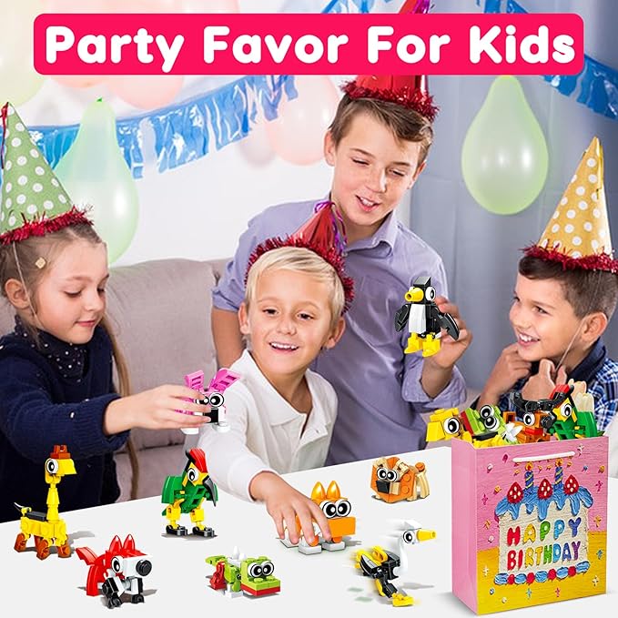 20pcs Animal Mini Building Blocks Valentine Party Favor for Kids Return Gifts Birthday Goodie Bag Stuffer Class Prize Box Toys Small Bulk Pinata Filler End of School Year Gift Boy Girl 4-8 8-12