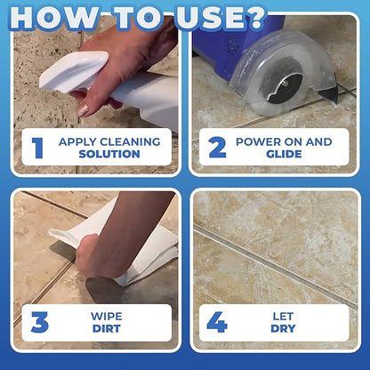 Grout Groovy! Electric Stand Up Lightweight Grout Cleaning Machine, Safely Cleans Grout Floor Tiles, Cleaning Brush Wheel, 20’ Cord, 120 V