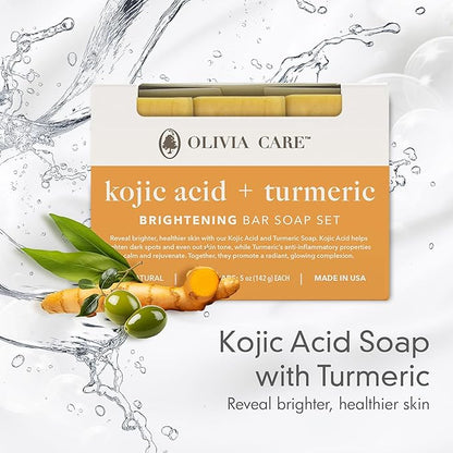 Kojic Acid Soap with Turmeric - Skin Illuminating & Spot Balancing - Natural Face & Body Soap - Evens Complexion - Organic Ingredients - Set of 3