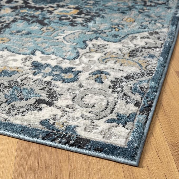 LUXE WEAVERS Moroccan Blue 6x9 Medallion Area Rug for Living Rooms