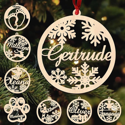 Personalized Ornaments with Names Customized Wooden Christmas Ornament Custom Customizable Ornaments Customize for Christmas Tree Decorations