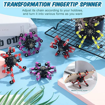 18pcs Random Fidget Spinners,DIY Deformable Robot Fingertip Toys,Decompression Spinner,Deformable Creative Mechanical Gyro Toys,Stress Relief Mechanical Chain Toy for Kids Adults，Party Supplies