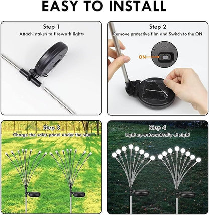 OZS 6 Pack Total 48 LED Solar Garden Lights Fairy Outdoor - Solar Firefly Lights Outdoor, Sway by Wind, Waterproof for Garden Patio Pathway Fairy Decoration (Cool White)