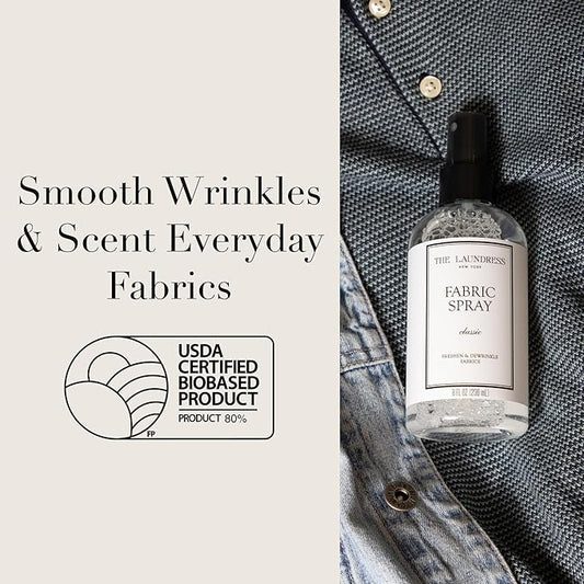 The Laundress Classic Fabric Spray, Wrinkle Release Spray, Upholstery and Linen Spray, Fabric Refresher, Clean Laundry Scent, 8 Fl Oz