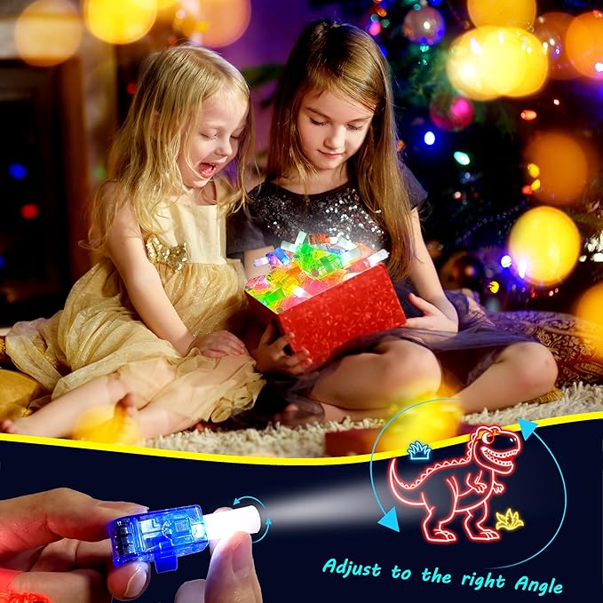 24PCS Dinosaur Neon Party Favors-LED Finger Lights: Dino Birthday Glow in the Dark Toys Bulk for Kids Boys Girls,Dinosaur Party Decorations Supplies Goodie Bags Stuffers, Classroom Prizes, Fun Gifts
