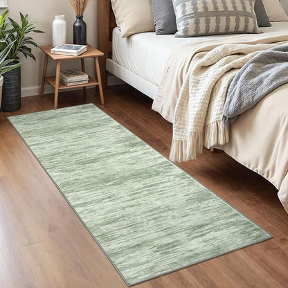 2x5 Modern Abstract Runner Rug for Hallways, Light Sage Green and Ivory Super Soft Hallway Decor Kitchen Rugs with Non-Slip, Non-Shedding Washable Rug for Hallways Entryway Bedroom Indoor
