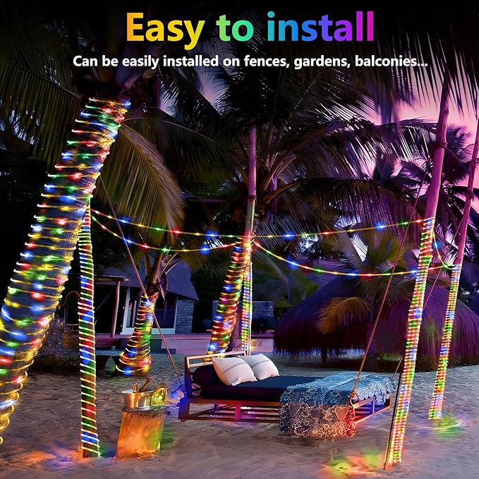 KNONEW 164FT 500LED Rope Lights for Outside,Outdoor String Lights Waterproof 8 Modes Clear Tube Light for Indoor,Bedroom,Wedding,Garden,Patio,Christmas,Tree,Rv,Holiday Decoration(Multicolor)