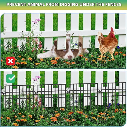 12 Pack Animal Barrier Fence - 13in(H) x12.2ft(L) Metal Fence Barrier for Bottom, 1.2 in Gap Dog & Rabbit Fencing for Garden