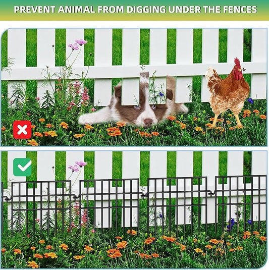12 Pack Animal Barrier Fence - 13in(H) x12.2ft(L) Metal Fence Barrier for Bottom, 1.2 in Gap Dog & Rabbit Fencing for Garden