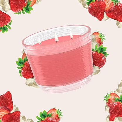 Glade 3-Wick Scented Candle Jar, Strawberry Cake Shake, Air Freshener Infused with Essential Oils, 6.8 Oz, 3 Count