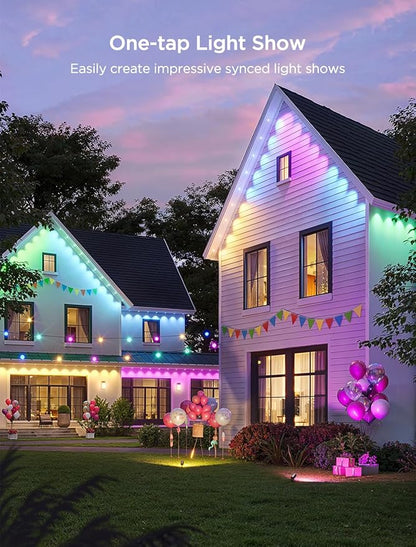 Govee Permanent Outdoor Lights 2, 50ft RGBIC Outdoor Lights with 36 LED Lights, IP67 Waterproof, 100 Scene Modes with 40lm White for Outdoor Decorations, Works with Alexa, Google Assistant, Black