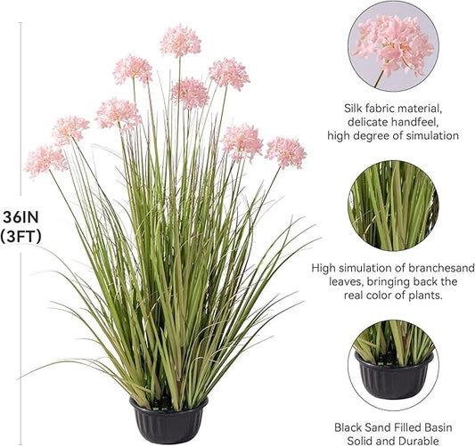 36in Lifelike Artificial Tall Grass Plant with 9 Lifelike Dandelion Flower and Non-Toxic,odorless Fake Tall Frass Plant Fake Plants for Indoor Decoration,Home Decor