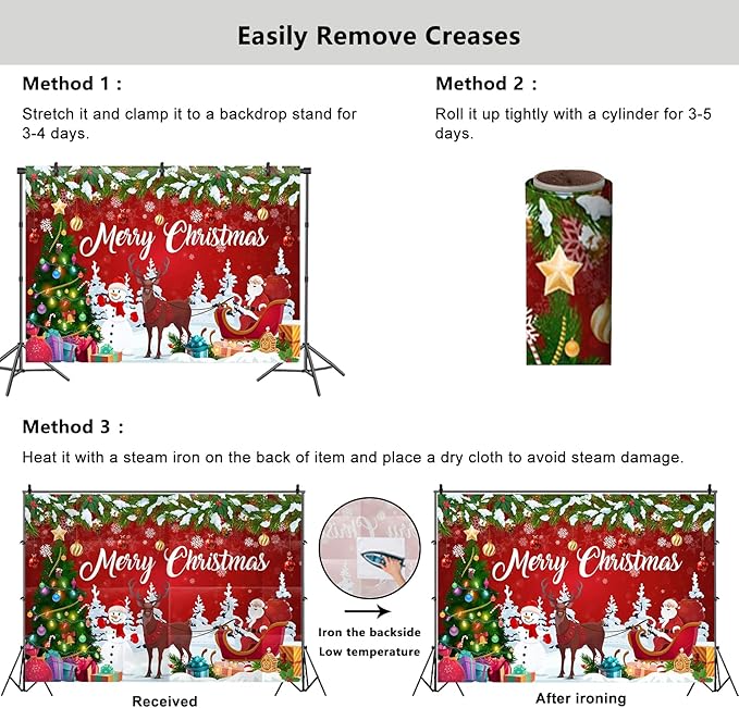 YongFoto Merry Christmas Backdrop 10x6.5ft Snowman Christmas Tree Santa Clause Elk Photography Background Happy New Year Xmas Eve Family Party Banner Room Decorations Photoshoot Wallpaper Photo Booth
