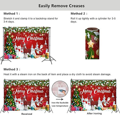 YongFoto Merry Christmas Backdrop 8x6ft Snowman Christmas Tree Santa Clause Elk Photography Background Happy New Year Xmas Eve Family Party Banner Room Decorations Photoshoot Wallpaper Photo Booth