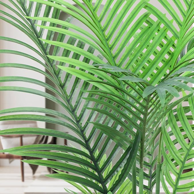 ANTING 4FT Artificial Areca Palm Plant - Large Fake Tall Artificial Tree Indoor - Realistic Green Silk Plant - Perfect for Any for Home Room Decor 2Pack