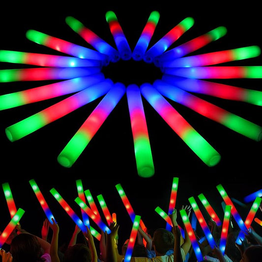 JOYIN 42 PCS LED Light Up Foam Sticks, Glow Sticks Party Favors Bulk with 3 Modes Color Flashing Glow Party Supplies for Halloween, Spooky Celebrations, Wedding, Camping, Birthday, Raves, Carnival