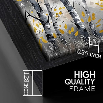 Large Black and White Birch Tree Landscape Canvas Wall Art With Black Wood Frames for Living Room Bedroom Home Office Modern Canvas Prints Framed Wall Art Size 30x60