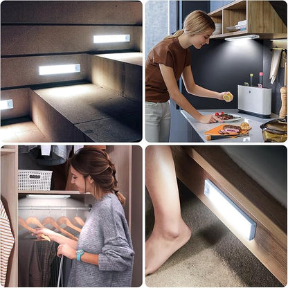 6 Pack Under Cabinet Lights Wireless, 50 LED Motion Sensor Light Indoor Rechargeable Magnetic Closet Lights Battery Operated, Under Counter Lights for Kitchen, Wardrobe, Hallway, Stairs