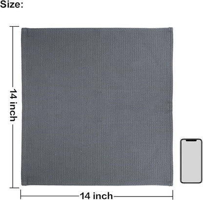 QUILTINA Dish Towels Set,100% Cotton Waffle Weave Kitchen Towels 6 Pack,14 x 14 Inches Dish Towels for Kitchen,Super Absorbent for Drying and Cleaning (Dark Grey)