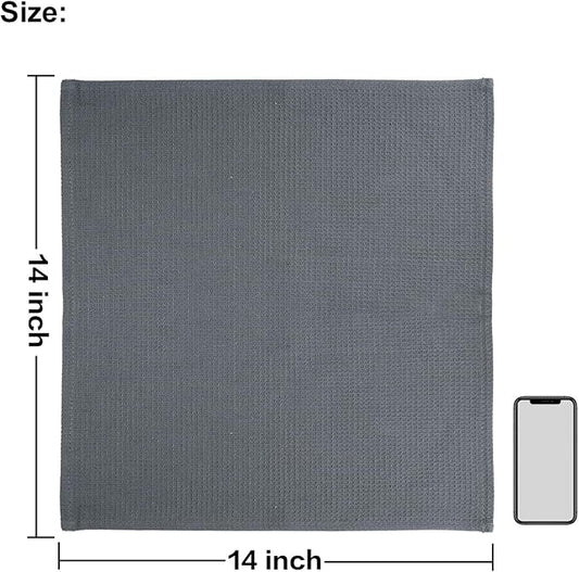 QUILTINA Dish Towels Set,100% Cotton Waffle Weave Kitchen Towels 6 Pack,14 x 14 Inches Dish Towels for Kitchen,Super Absorbent for Drying and Cleaning (Dark Grey)