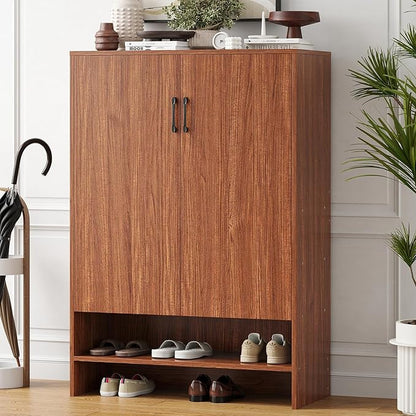 Soohow Shoe Cabinet with Doors, 7 Tier 28 Pairs Shoe Cabinet Storage for Entryway, Hidden Narrow Shoe Cabinets with Adjustable Shelves for Hallway, Living Room