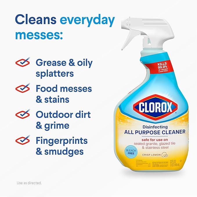 CLOROX Disinfecting All-Purpose Cleaner 32 Oz and Disinfecting Bathroom Cleaner, Household Essentials, 30 Oz, Pack of 3