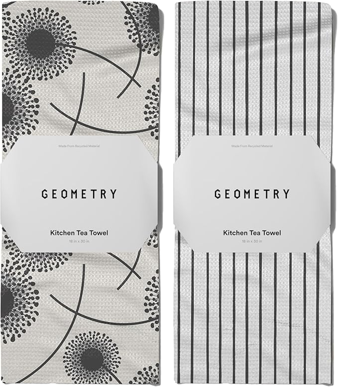 GEOMETRY Kitchen Tea Towels - Quick Dry Microfiber Dish Towels for Kitchen Linen Breeze, 18" x 30" 2 Pack