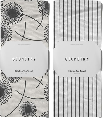 GEOMETRY Kitchen Tea Towels - Quick Dry Microfiber Dish Towels for Kitchen Linen Breeze, 18" x 30" 2 Pack