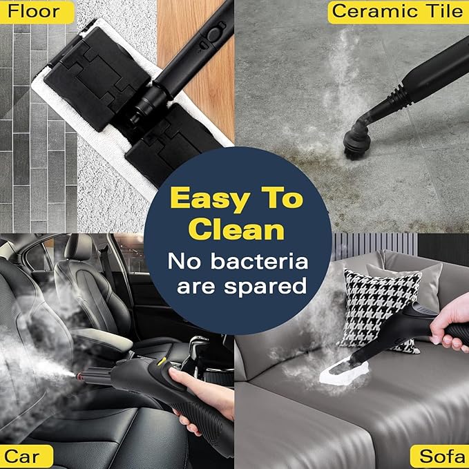 Steam Cleaner for home, 248°F Powerful Multipurpose Steam Mop for Home Use, 38Oz Capacity, Heavy Duty Steamer for Carpets, Handheld Steamers, Floors, Cars, Tiles, Crack Cleaning（Yellow）