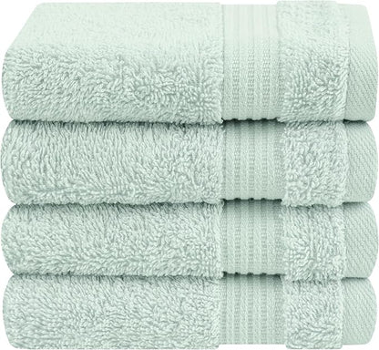 Cotton Paradise 100% Cotton Turkish Washcloth Set for Bathroom, 4 Piece Soft Absorbent Small Hand Face Towels Wash Rags, Mint