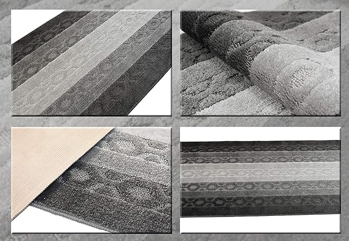 Custom Cut Hallway Runner Rug, Slip Resistant, 31 Inch Wide X Your Choice of Length, Linked Chain Anthracite, 31 Inch X 33 feet