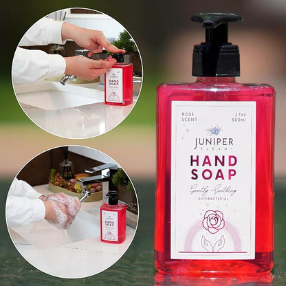 Antibacterial Hand Soap with Pump, Rose Scent, Liquid Hand Soap 17 Fl Oz (Pack of 6)