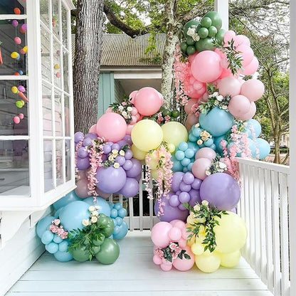 Pastel Balloons, 60 Pcs 12 Inches Macaron Pink Blue Purple Green Yellow Orange Color Balloon Gold Confetti for Birthday Baby Shower Wedding Rainbow Pastel Party Decorations