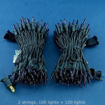 200 Count Purple Christmas Lights, Pack of 2 Strands 100 Count 33 ft Black Wire UL Listed Halloween String Light (Purple)