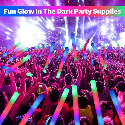 220 PCS LED Foam Glow Sticks Bulk, Glow in the Dark Party Supplies with 3 Modes Colorful Flashing, Neon Party Favors for Birthday, Wedding, Carnival, Concert, New Year
