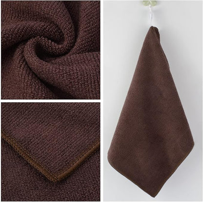 KinHwa Microfiber Dish Cloths for Washing Dishes Ultra Absorbent Dish Rags Fast Drying Kitchen Wash Clothes 12inch x 12inch 10 Pack Brown