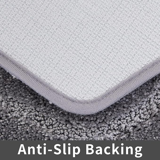 COSY HOMEER Extra Thick Bath Rugs for Bathroom - Anti-Slip Bath Linen Sets Mats Soft Plush Yarn Shaggy 100% Strong Polyeste Living Room Bedroom Water Absorbent(Grey,17x27 - Inches)