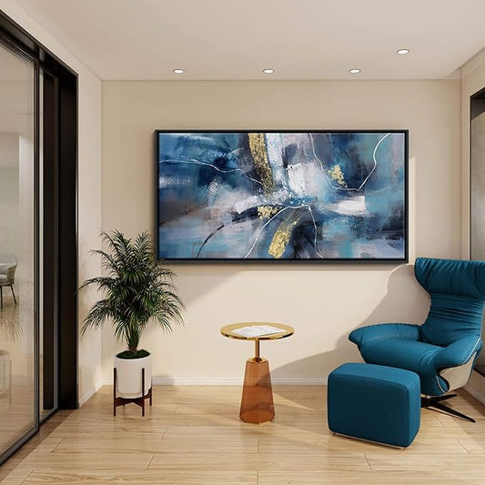 DUNHUANG ART Nordic Luxury Gold Abstract Canvas Wall Art for Living Room - Modern Decor for Home & Office - Framed Prints Painting Ready to Hang 20"x40"