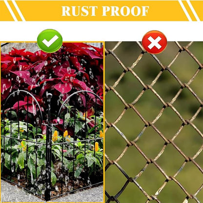 Garden Fence, 22 in(H) x 10.83 ft(L) Arched Rustproof Metal No Dig Fence Garden Fence Border, Ground Stake Animal Barrier Fence for Rabbit Dog, Outdoor Decor for Yard & Patio