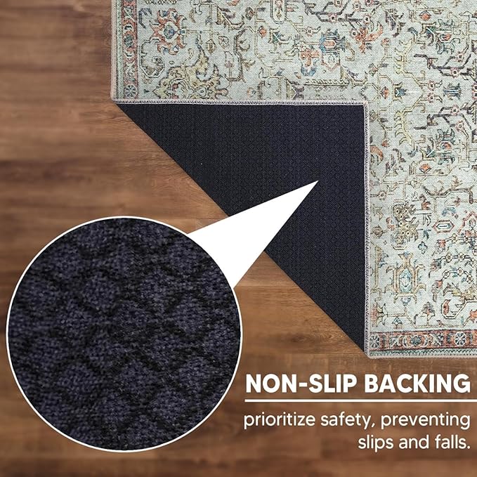 Keen Home Design 2x7 Rug - Machine Washable Runner Rug with Non-Slip Backing, Ideal for Hallway, Entryway, Kitchen, Laundry Room - Vintage, Easy Clean, Durable, Low Pile Rug - (2'6" x 7')