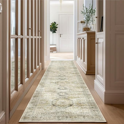 Long Bathroom Rugs Runner - Washable Runner Rugs for Hallway 2x10, Ultra-Thin Soft Kitchen Carpet Runner, Anti Slip Backing Runner Rugs for Entrance, Bedroom, Living Room(2'x10', Grey/Yellow)