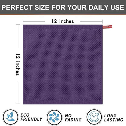 Kitinjoy 100% Cotton Kitchen Dish Cloths (12 X 12 Inches, Eggplant),6 Pack Waffle Weave Ultra Soft Absorbent Dish Towels for Drying Dishes Quick Drying Kitchen Towels Dish Rags