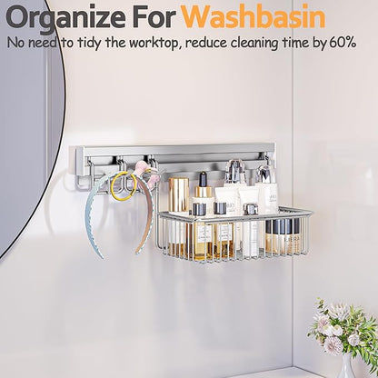 MINGLING Shower Caddy Hanging with Wall Back Crossbar, Rustproof 304 Stainless Steel Shower Organizer, Adhesive Bathroom Wall Storage Basket for Kitchen and Home Decor