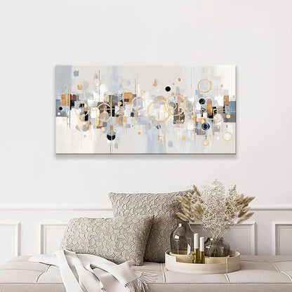 Abstract Wall Art Decor Modern Minimalist Circles Gold Grey Artwork Canvas Wall Art For Bedroom Living Room Kitchen Bathroom Apartment Home Wall Decor 20x40 Inch Ready To Hang