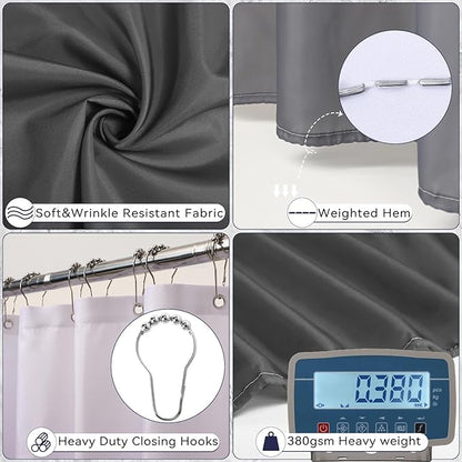 Grey Bathroom Accessories, 24 Pieces Grey Bathroom Accessories Set with Shower Curtain, Bath Towels, Trash Can, Soap Dispenser and Soap Dish for Bathroom/Housewarming