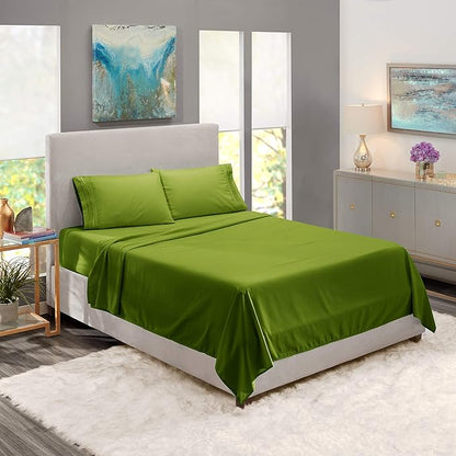 Nestl Full XL Sheet Set - Luxury 1800 Ultra-Soft Microfiber Full Extra Long Bed Sheets - Double Brushed - Deep Pockets - Easy Fit - 4 Piece Set - Bedding Sheets & Pillowcases (Full XL, Calla Green)